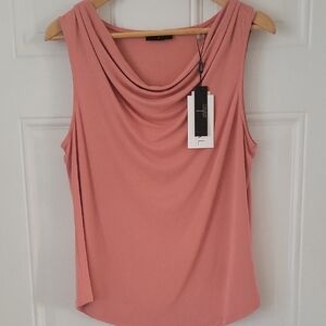 T Tahari Sleeveless Drapeneck Blouse in a Soft  Terracotta